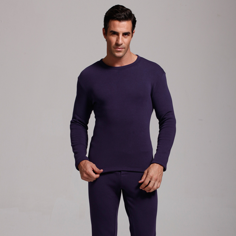 lovers design thermal clothing male thermal underwear thickening plus velvet set o-neck long johns long johns basic