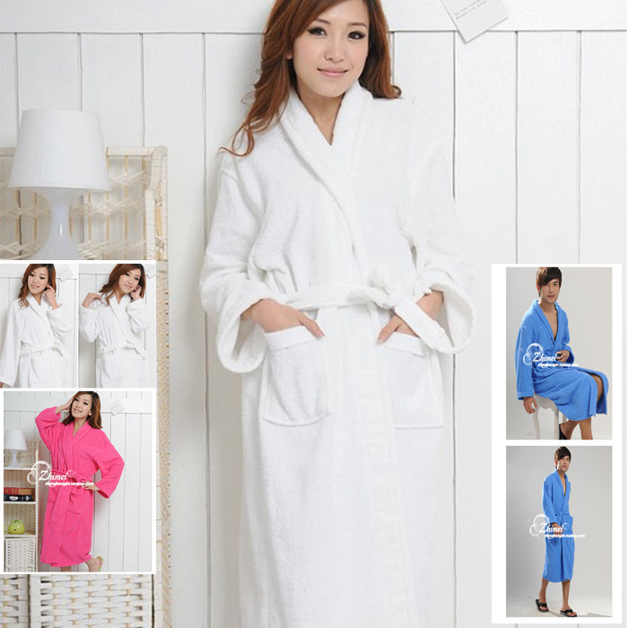 Lovers design toweled 100% cotton bathrobes thick lengthen plus size bathrobe autumn and winter 100% cotton robe