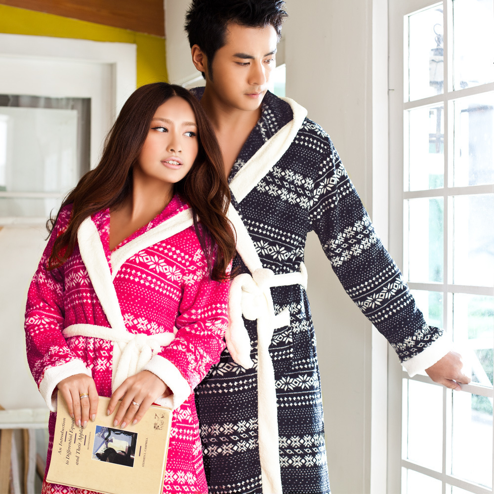 Lovers robe autumn and winter song riel perfume bubble thickening coral fleece sleepwear bathrobes