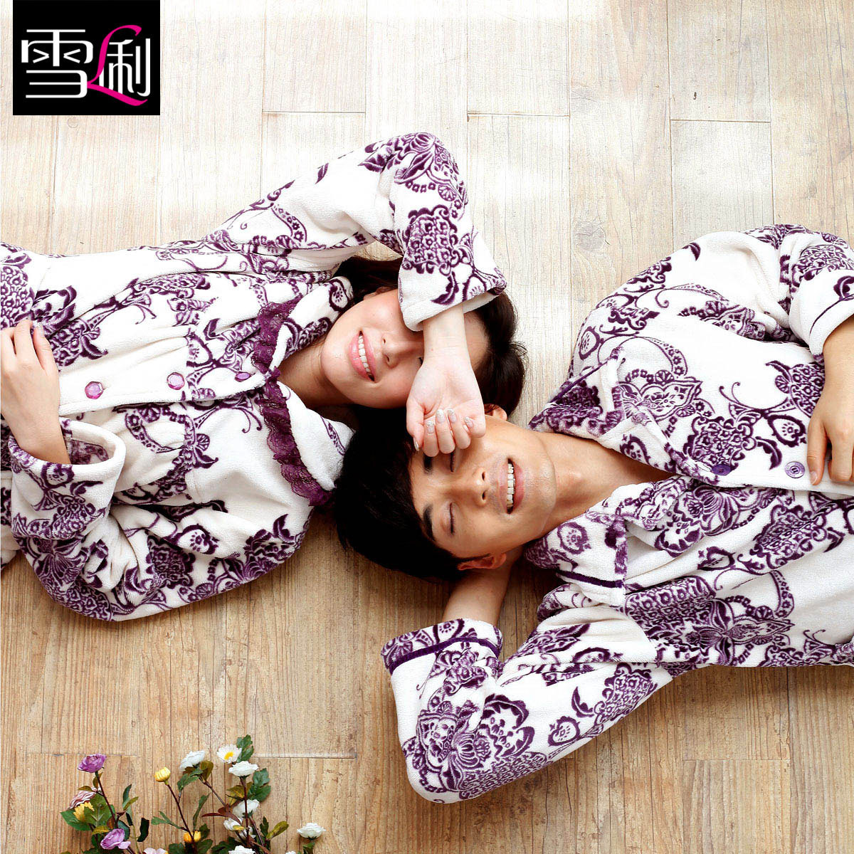 Lovers sleepwear autumn and winter coral fleece sleepwear flannel male women's thickening lounge