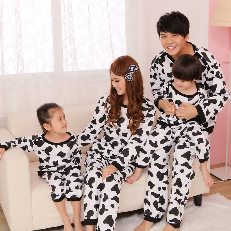 Lovers sleepwear cow sleepwear cotton autumn long-sleeve parent-child sleepwear