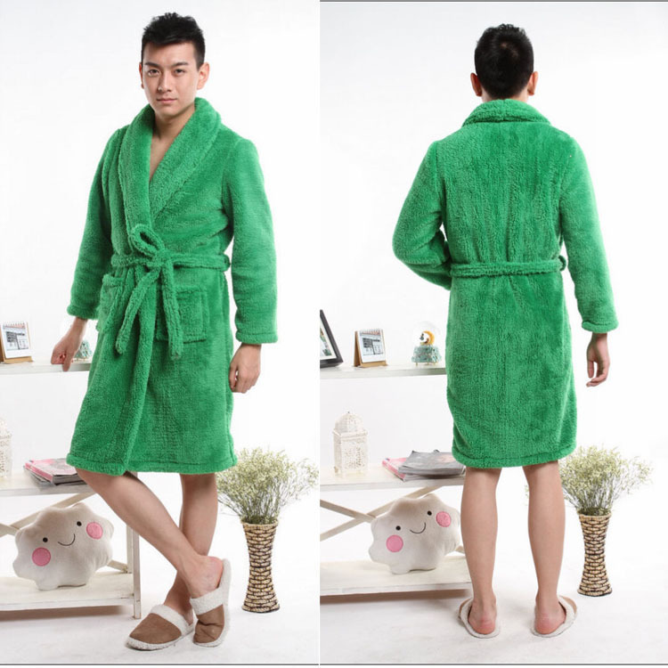 Lovers sleepwear robe coral fleece bathrobe wincey lounge male women's thickening autumn and winter