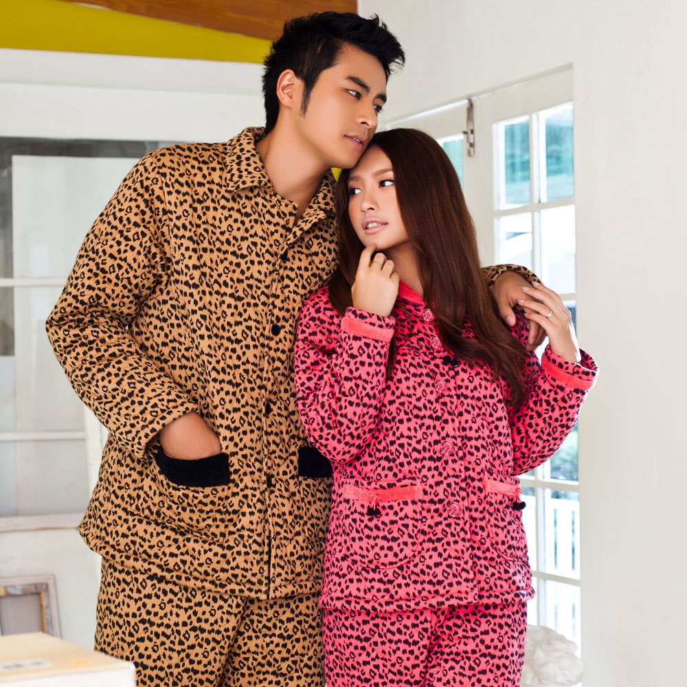 Lovers sleepwear song arrail cotton-padded sexy leopard print thickening long-sleeve wadded jacket lounge set