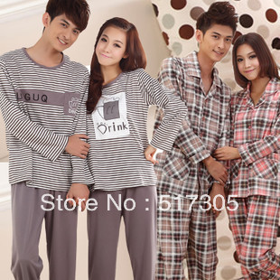 Lovers sleepwear  spring and autumn  long-sleeve cotton male AND female  twinset lounge