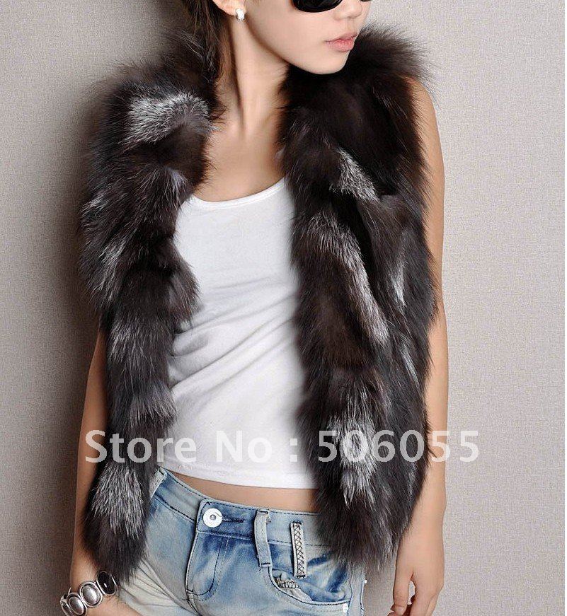 Low Low Low!!! TF50 Free shipping to worldwide Lady Fashion Genuine Fox fur vest/Waistcoat Style Newest In Stock Hot selling