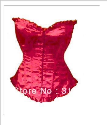 Low Price Mixed Colors S,M,L,XL 5pcs/lot Classic Satin Red Sexy Corsets With Thong