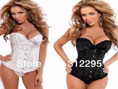 Low Price Mixed Colors S,M,L,XL 5pcs/lot Fashion Sexy Corsets With Thong