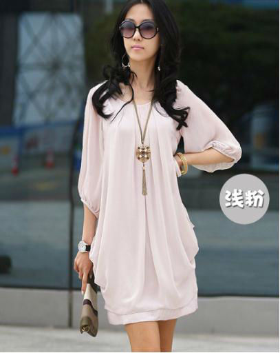 Low Price Women's Chiffon Dress/Shirts(Pink,Black,White),Free Shipping