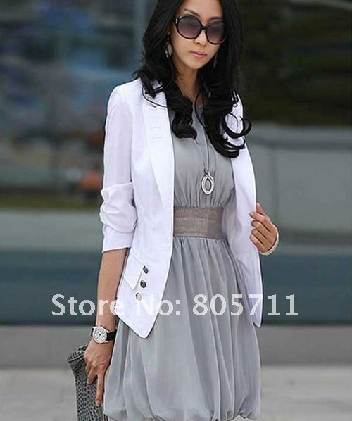 Lower Price Promotions White Black Beige Colors Lapel One Button Small Suit women's Business Suits Short Coats Hot Sale