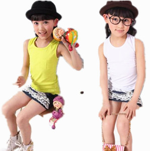 Lowest price 5pcs/lot 2013 children's summer  vest male female child colorful sleeveless vest