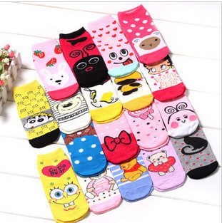 Lowest price casual socks cartoon women's socks cotton ankle socks for women 50pairs/lot V67