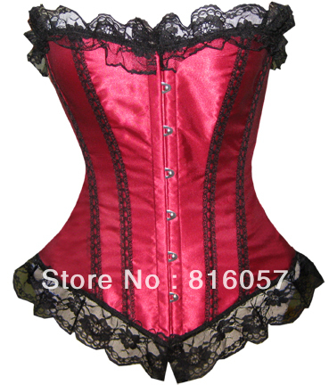 lowest price Free shipping sexy lingerie corset Lace up Bustier G-String wholesale retail