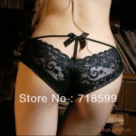 Lowly price! Free shipping queer princess lace rhinestone bow deep V-neck sexy panties briefs 524