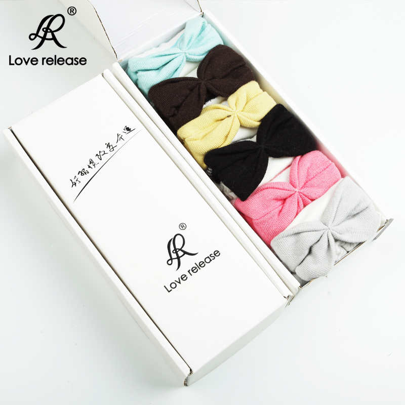 Lr autumn new arrival socks 100% cotton socks solid color bow gentlewomen knee-high socks gift 034