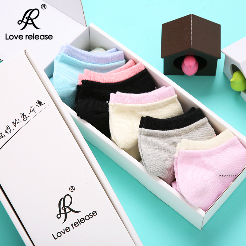 Lr autumn new arrival socks lounged socks 100% cotton invisible sock slippers gentlewomen sock gift box 044