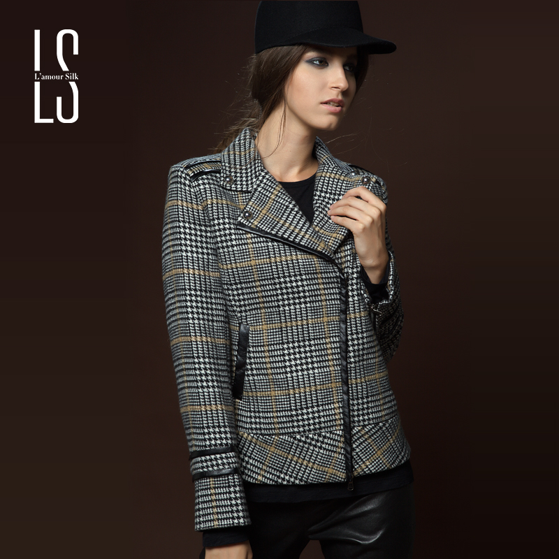 Ls classic wool check slim jacket outerwear 513965 - 02