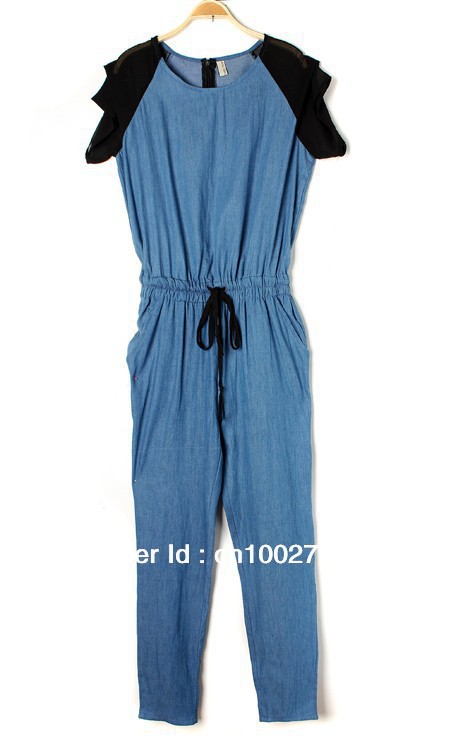 LTK0016 contracted in Europe and America to restore ancient ways women's clothing wholesale and chiffon sleeves denim jumpsuits