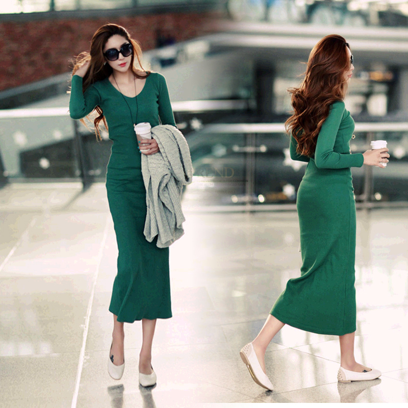 Lumn autumn and winter long-sleeve dress winter dresses female basic skirt bohemia full dress