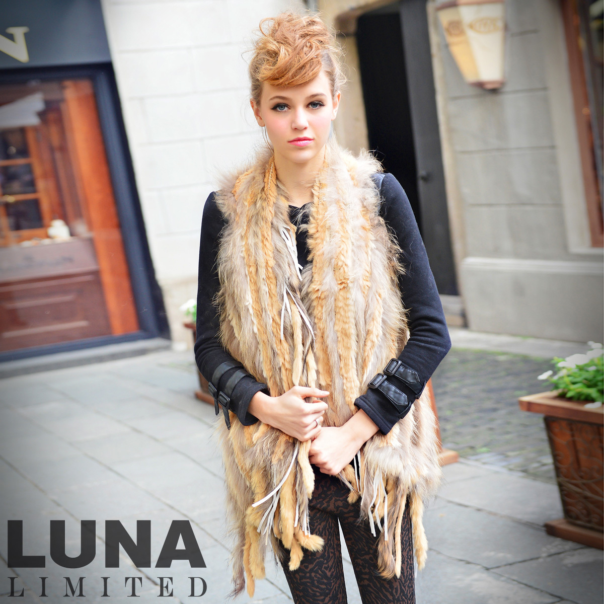 Luna ! luxury raccoon fur rabbit fur tassel fur vest mj00228