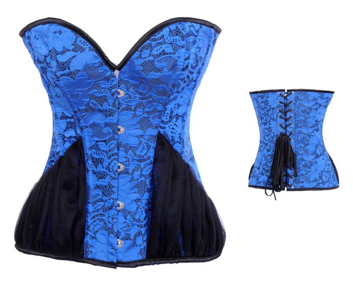 luxurious Beautiful Women shaper Corset Sexy Lingerie steel bone blue zg010