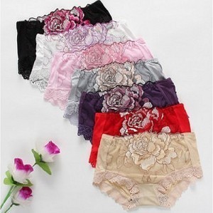 Luxurious peones embroidery full lace gauze material breathable panty