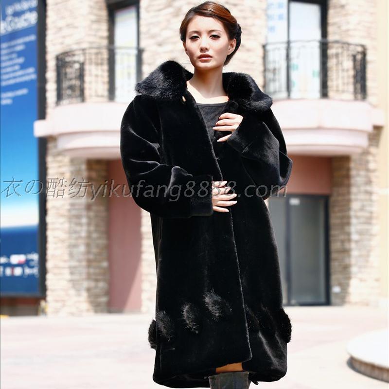 luxurious women's coat faux fur overcoat fur collar leather winter coat for women plus size XXXXL mink fur