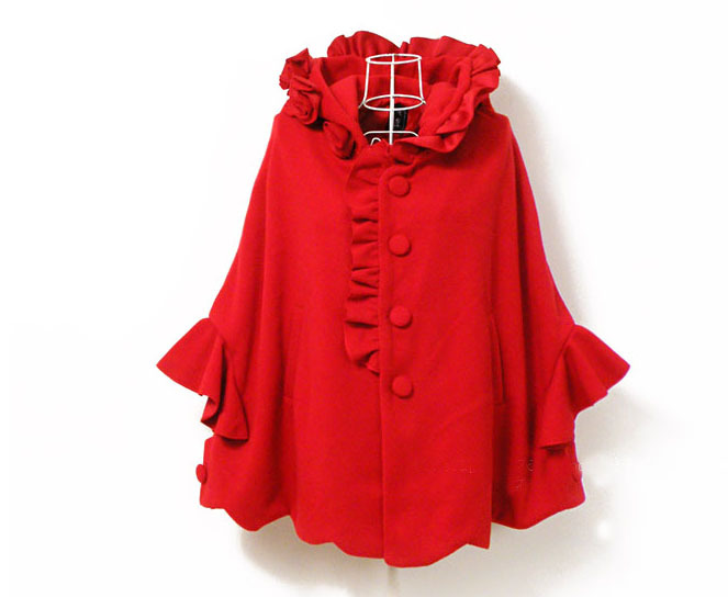 Luxury big flower maternity clothing little red riding hood maternity cloak woolen thickening overcoat autumn and winter