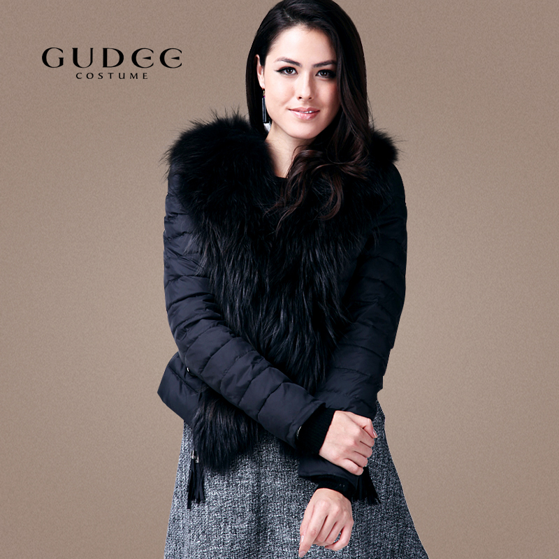 Luxury fur gudee2012 ultra long raccoon fur down coat short design