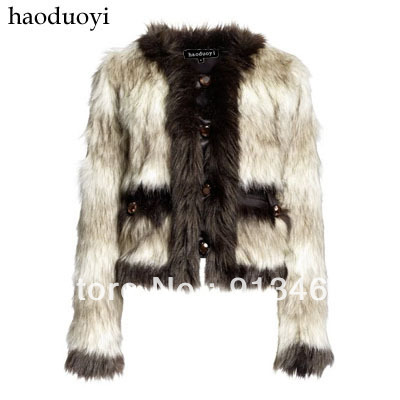 Luxury limited edition star fur coat color block decoration cape color block fur overcoat hm6 full