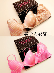 Luxury neon color polka dot pattern push up bra set gift box set underwear