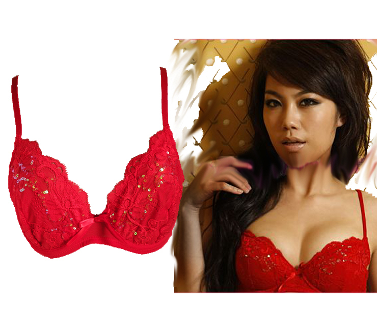 Luxury paillette the bride red underwear bra 8085bc