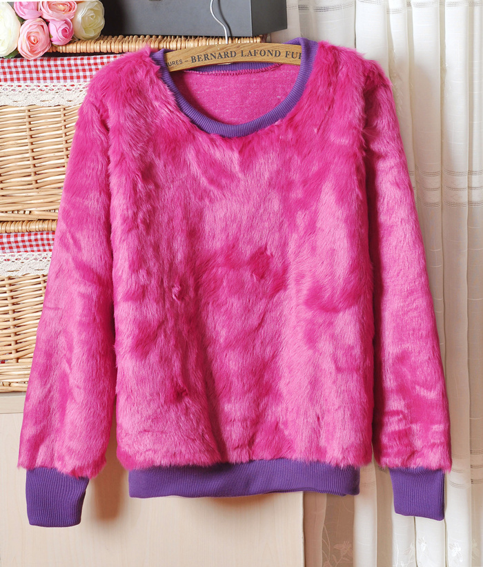 Luxury rose shaggier faux thick pullover sweaters outerwear free shipping