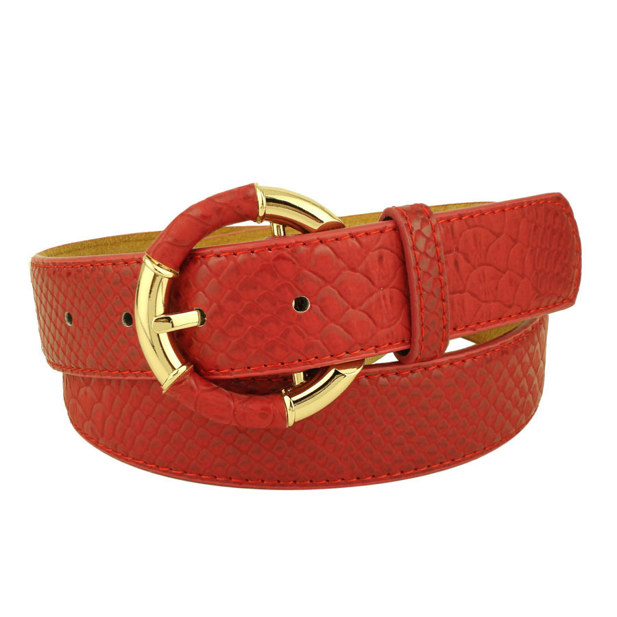 Luxury round buckle serpentine pattern genuine leather pin buckle fashion women's strap women's pin buckle belt