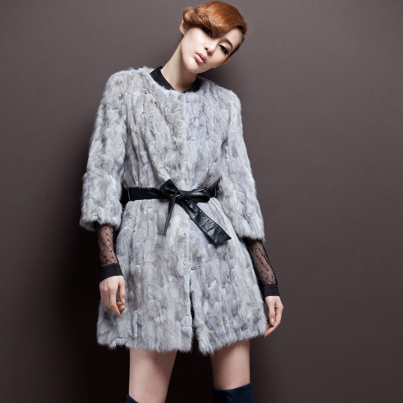 Luxury s8232 limited edition fashion mink fight mink fur coat belt