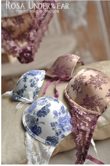 Luxury single y5 iris flower vine silks and satins bra set 70a70b75a75b80a80b