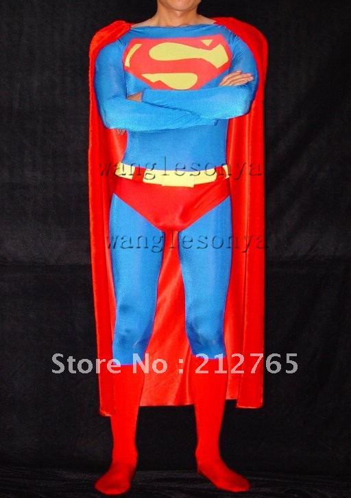 Lyrca Spandex Zentai Shaper Red Blue Male Super Man All-inclusive Tights z07