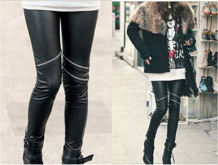 M024 WHOSALE SKINNY 2012 FashionsNeon Metallic Electric Zippers Leather LEGGINGS PANTS TIGHTS