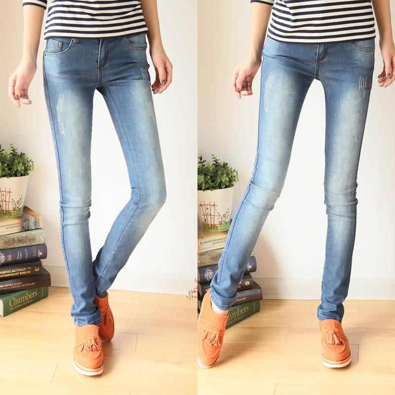 M053 female 2012 autumn and winter slim cat scratches low-waist denim skinny pants