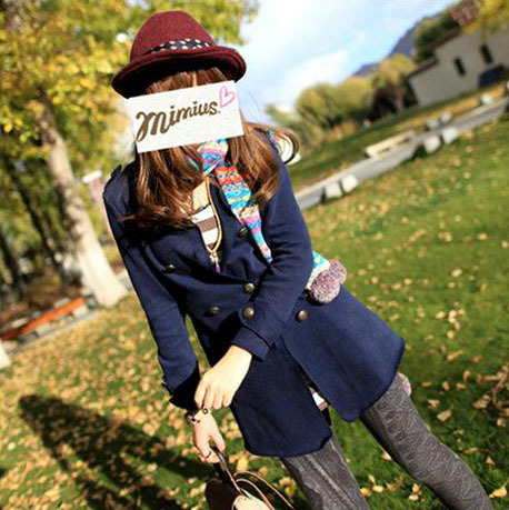 M1279 Mimius 2013 New Female Autumn Pretty Slim Double-breasted Long Sleeve Knitting Coat / 2 color Free Shipping 10 pcs/lot