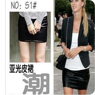 M129 matt leather basic short skirt black pencil skirt basic skirt leather  10pcs/lot  free shipping