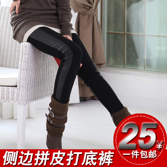 M342 leather pants boots trousers pencil pants patchwork plus size legging autumn and winter female