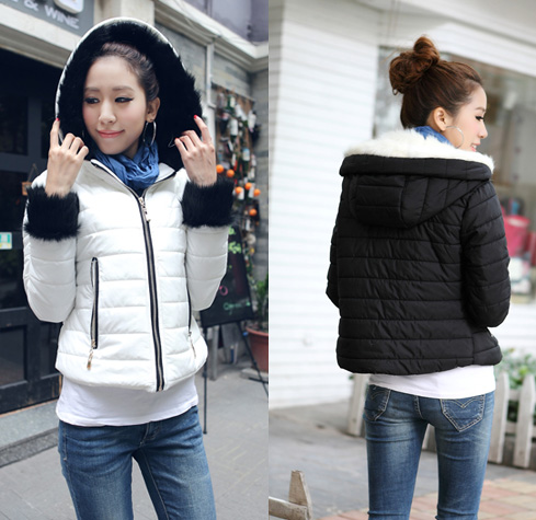 M9881 2012 winter with a hood slim thermal small cotton-padded jacket fur collar wadded jacket cotton-padded jacket outerwear