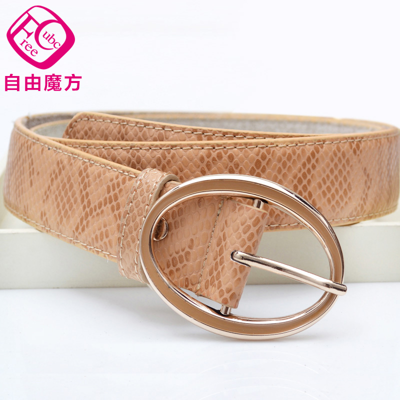 Magic cube genuine leather belt female wide strap fashion all-match belt Women 6483 serpentine pattern