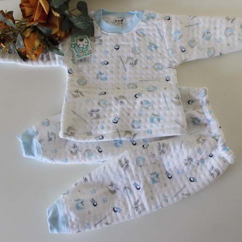 Male 100% cotton thickening child thermal underwear infant buckle 100% cotton set