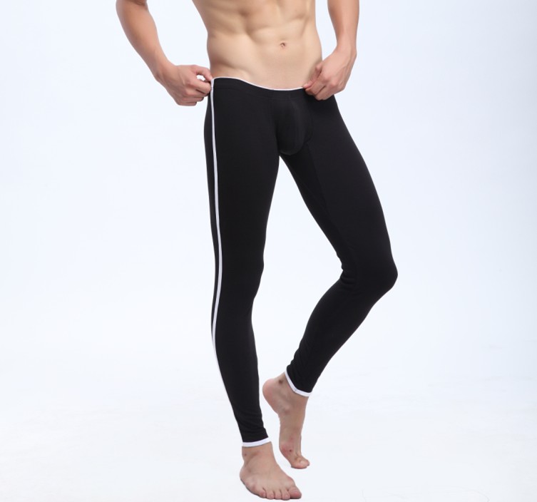 Male basic warm pants 100% cotton long johns thin slim elastic long johns