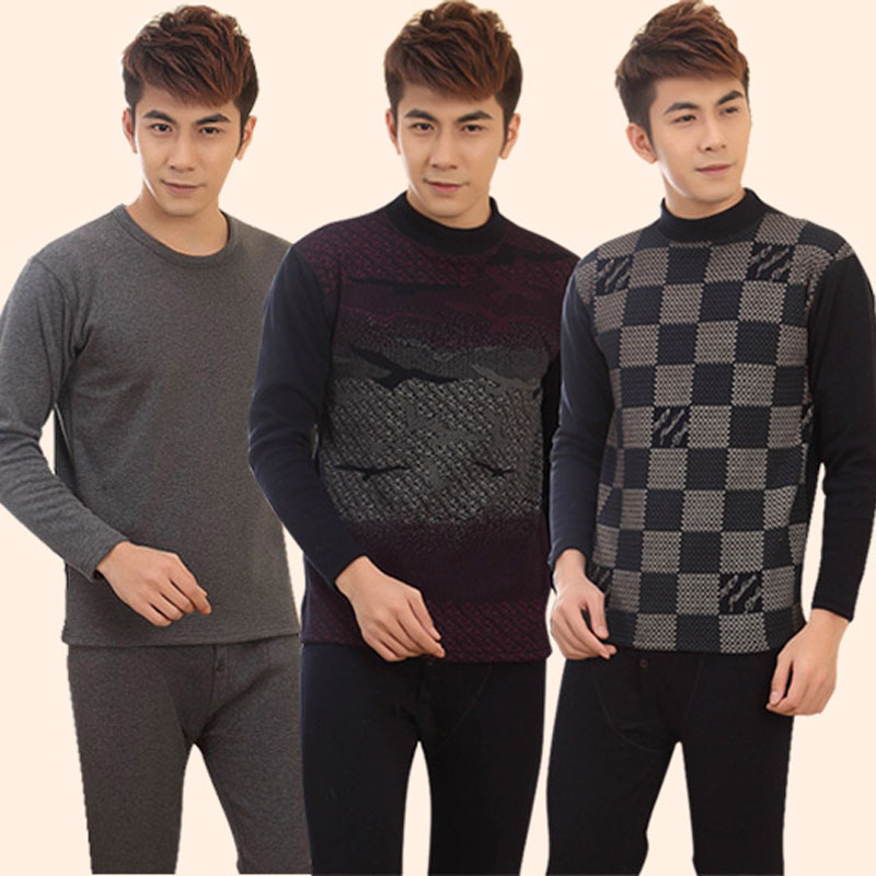 Male goatswool thermal underwear set winter male thickening plus velvet marten velvet thermal underwear