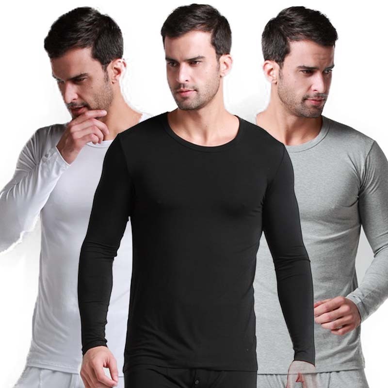 Male long johns modal separate slim 100% cotton top thin tights basic thermal underwear 2