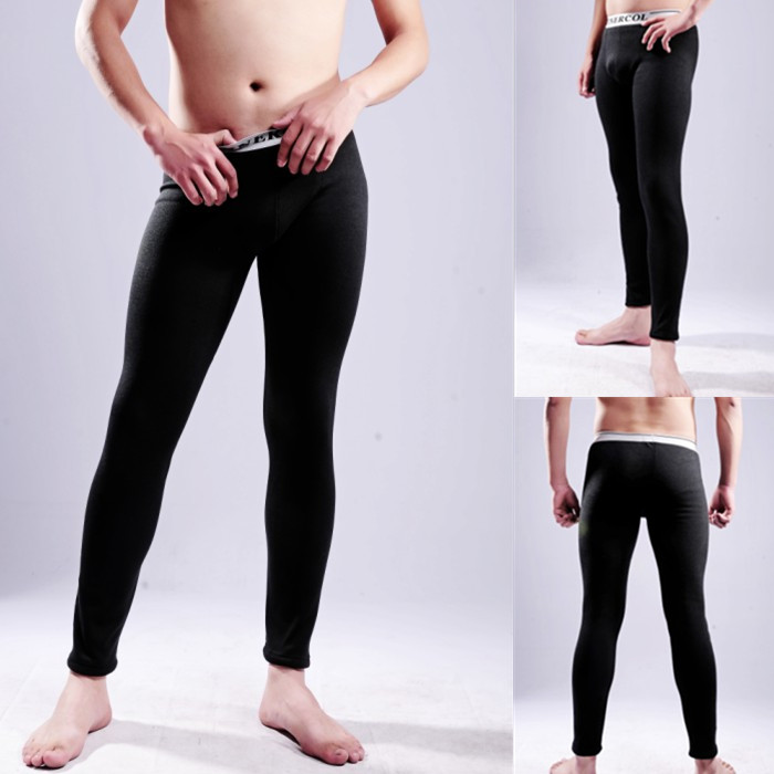 Male mid waist plus velvet thickening warm pants men's slim warm pants