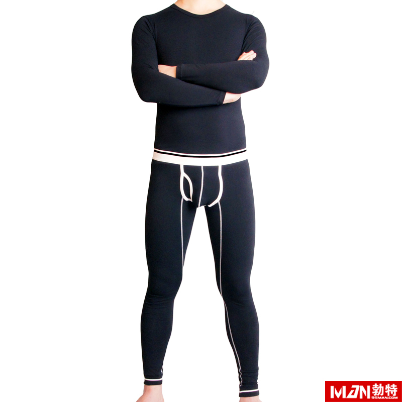 Male  o-neck 100% cotton thin     100% cotton thermal  set underwear long