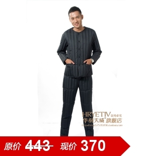 Male o-neck thickening down liner men's clothing down coat thermal underwear h9015 set